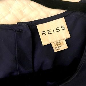 REISS NAVY BUTTON BACK BLOUSE 100% SILK